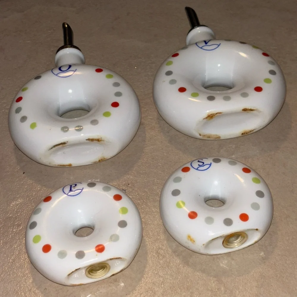 Mid century salt & pepper shaker with oil & vinegar vessles